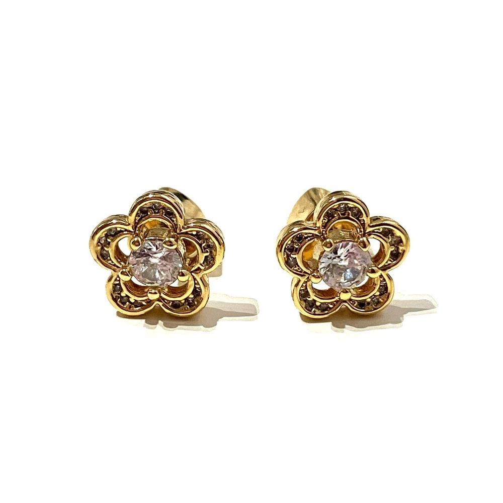 Kate Spade Gold Tone Flower CZ Earrings
